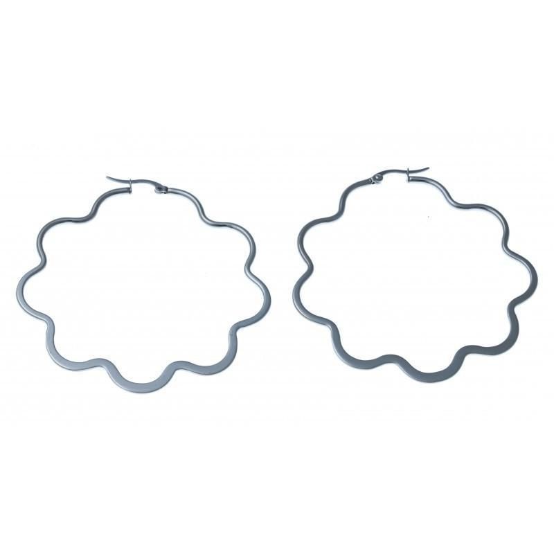 anneaux d'oreilles acier inoxydable 65 mm pour femme, Etoile anneaux d'oreilles acier inoxydable 65 mm pour femme, Etoile