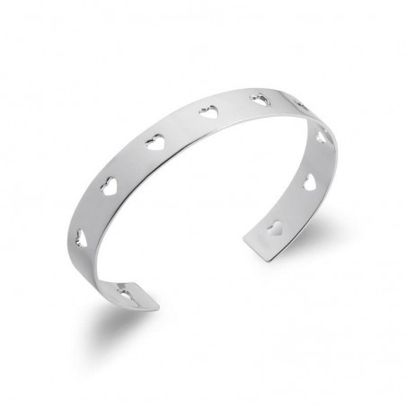 Bracelet jonc rigide en argent découpé de coeurs - Attirance