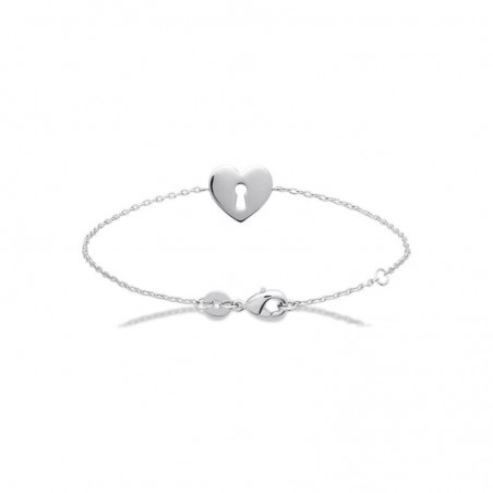 Bracelet coeur cadenas en argent 925 millièmes