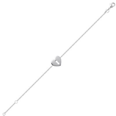 Bracelet coeur et trou de serrure en argent 925 millièmes