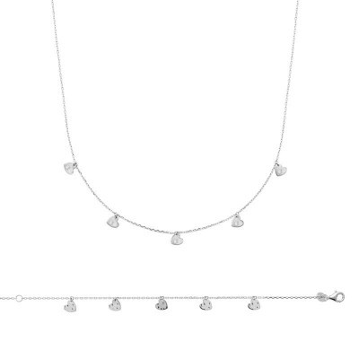 Collier breloques coeurs en argent 925 millièmes - TipTop