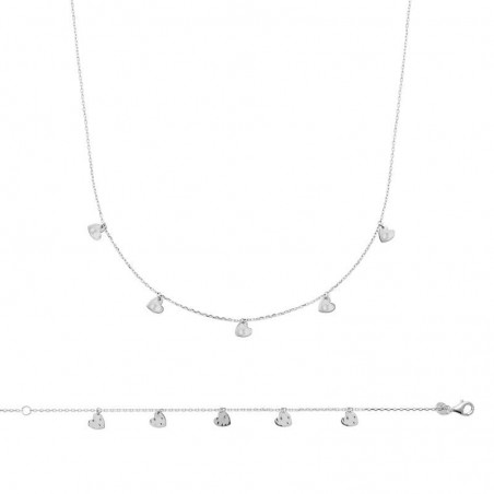Collier breloques coeurs en argent 925 millièmes - TipTop