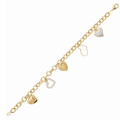 Bracelet avec charms coeur en plaqué or 18k - Amour