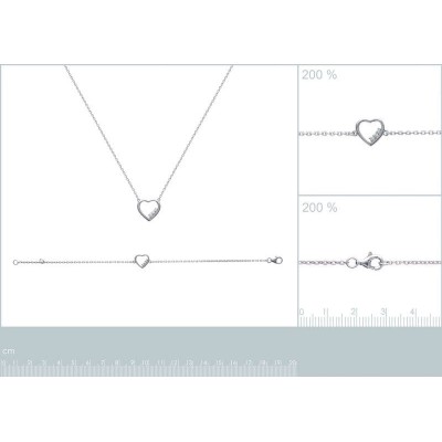 Bracelet coeur en argent et zircon - Paula