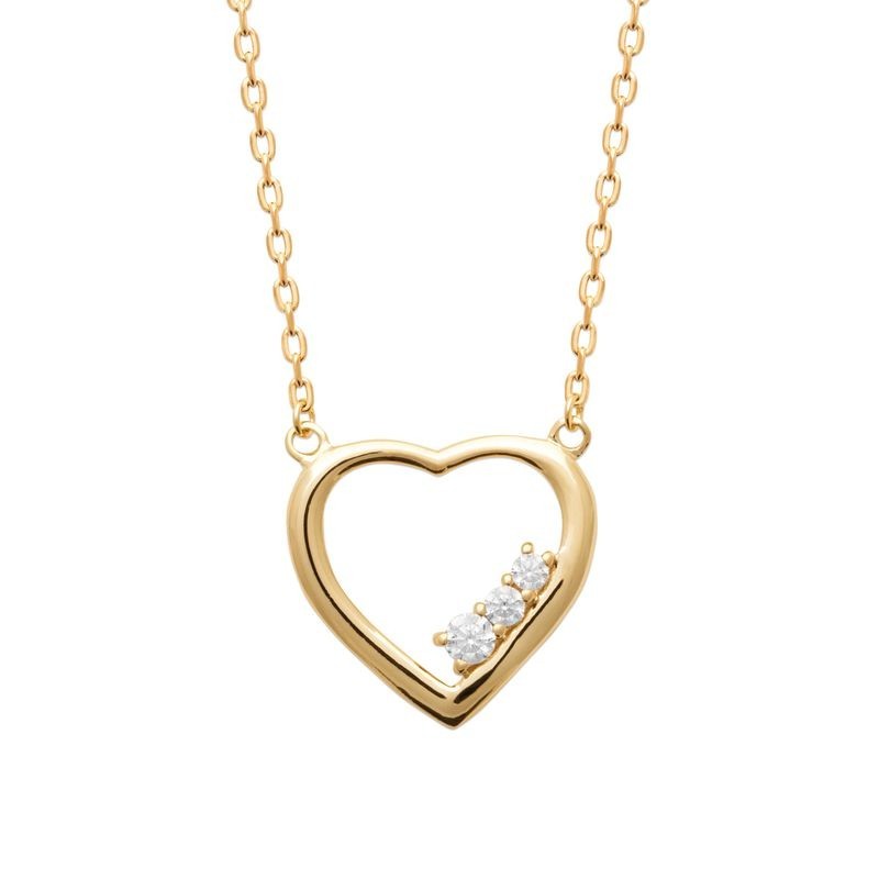 collier coeur en argent et zircon - Paula