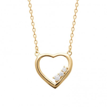 collier coeur en argent et zircon - Paula