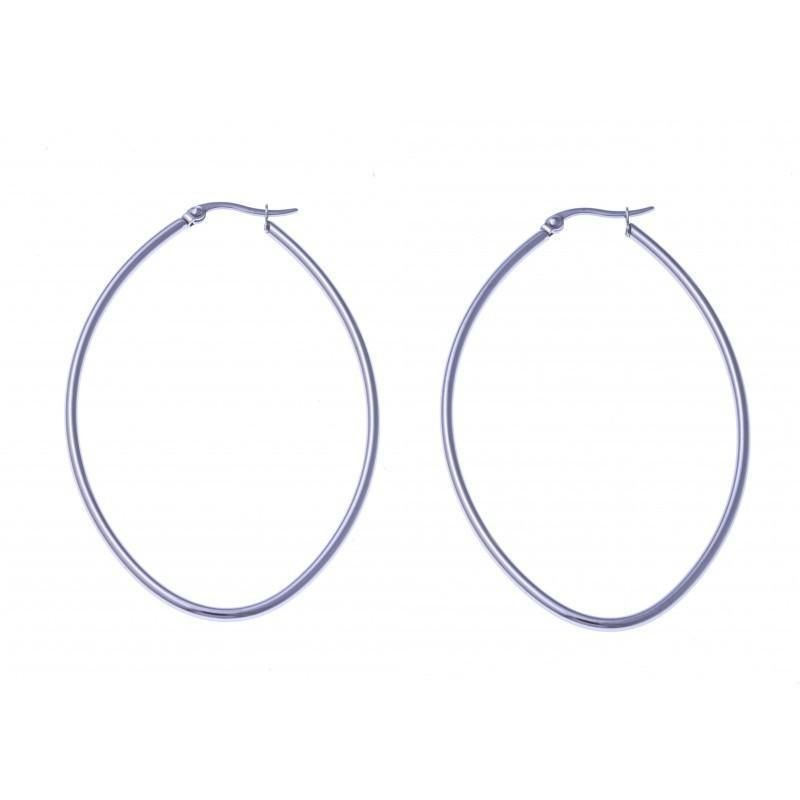 anneaux d'oreilles acier inoxydable 65 mm pour femme, Ovale anneaux d'oreilles acier inoxydable 65 mm pour femme, Ovale