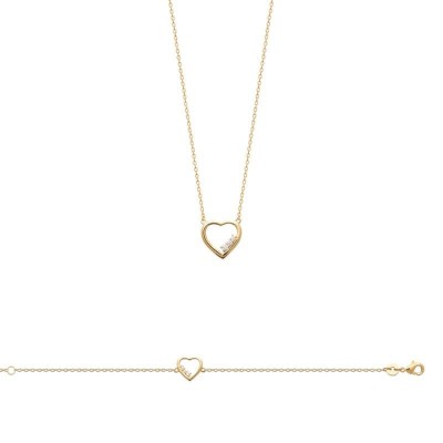  gourmette argent 925 et coeur en zircon