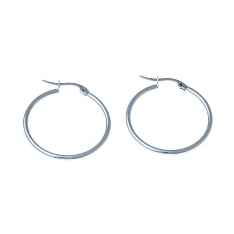 anneaux d'oreilles acier inoxydable 25 mm pour femme, Ronda anneaux d'oreilles acier inoxydable 25 mm pour femme, Ronda