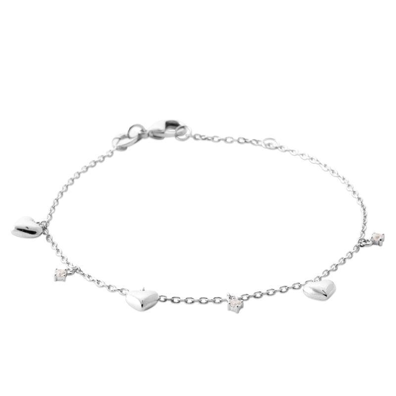 Bracelet à breloques coeur en argent et zircon - Essy