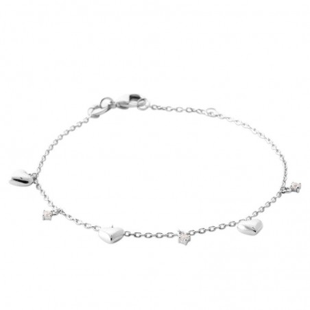 Bracelet à breloques coeur en argent et zircon - Essy