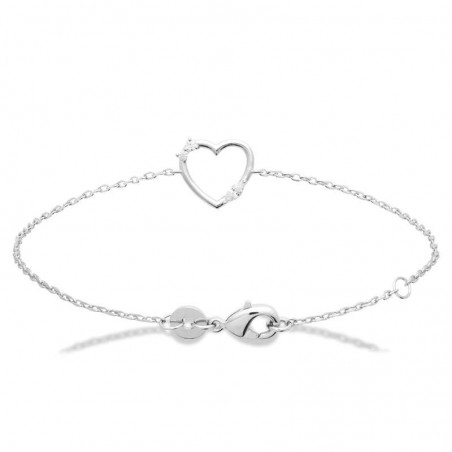 Bracelet coeur en argent et oxyde de zirconium - Tendresse