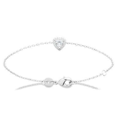 Bracelet coeur blanc en zircon brillant et argent 925