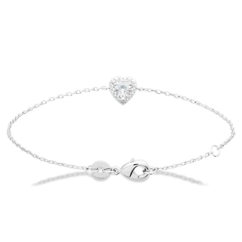 Bracelet coeur blanc en zircon brillant et argent 925