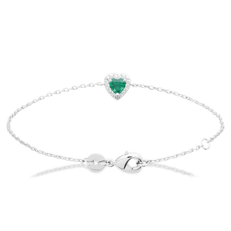 Bracelet coeur vert en zircon brillant et argent 925