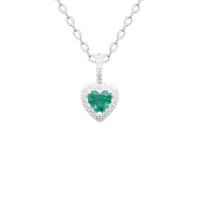 Bracelet coeur vert en zircon brillant et argent 925