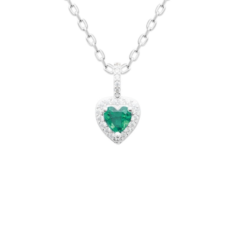 Bracelet coeur vert en zircon brillant et argent 925