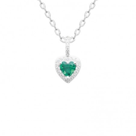Bracelet coeur vert en zircon brillant et argent 925