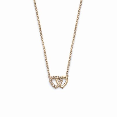  collier amour avec 2 coeurs en plaqué or
