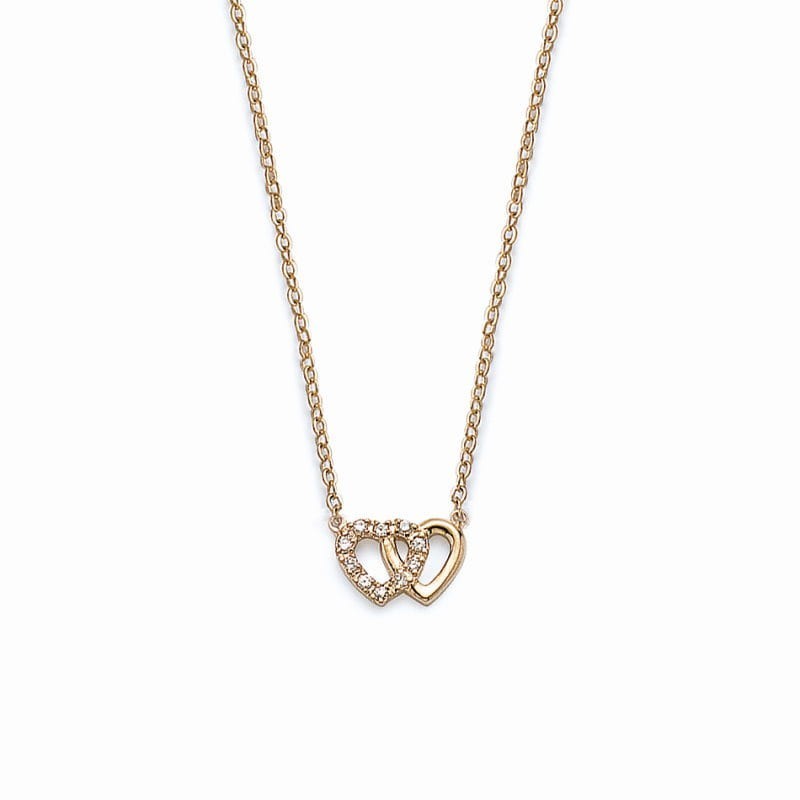  collier amour avec 2 coeurs en plaqué or