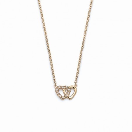 collier amour avec 2 coeurs en plaqué or