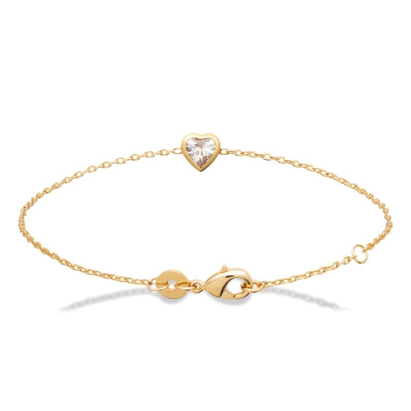 Bracelet Plaqué or et pierre brillante en forme de coeur - Yssina
