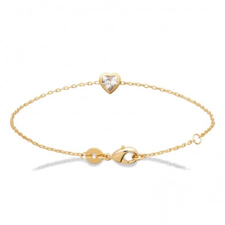 Bracelet Plaqué or et pierre brillante en forme de coeur - Yssina