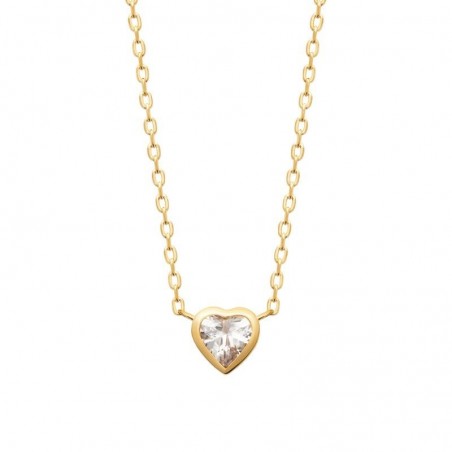 Collier Plaqué or et pierre brillante en forme de coeur - Yssina