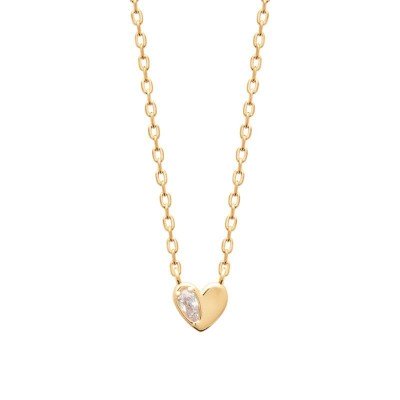 collier plaqué or et pendentif petit coeur brillant