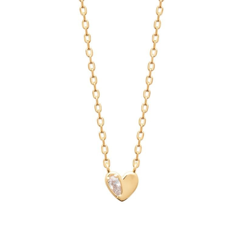 collier plaqué or et pendentif petit coeur brillant