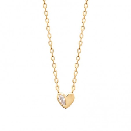 collier plaqué or et pendentif petit coeur brillant