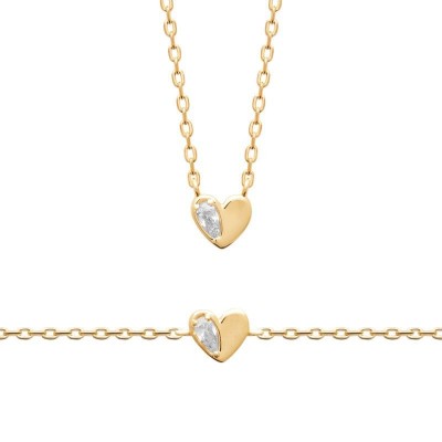 collier coeur origial en plaqué or