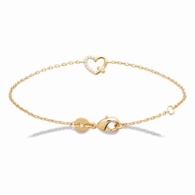 Bracelet saint Valentin en plaqué or et zircon