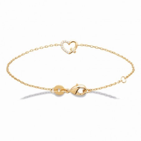 Bracelet saint Valentin en plaqué or et zircon