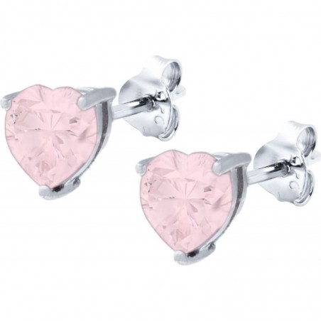 Boucles d'oreilles argent et pierre naturelle quartz rose en forme de coeur - Marque Stilivita