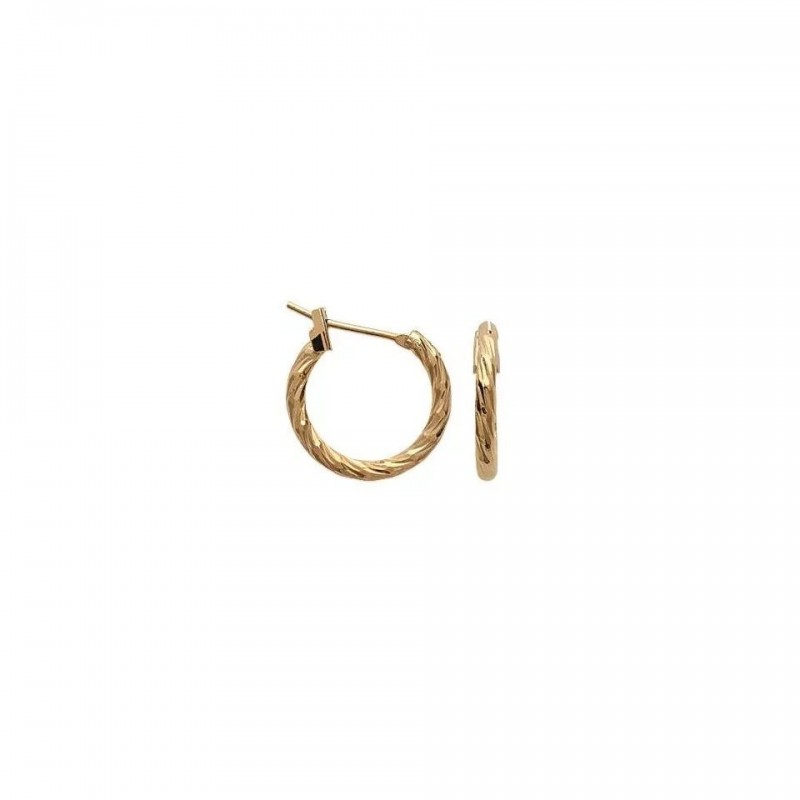 Créoles plaqué or femme, fil torsadé, petit diamètre 16 mm - Tchin