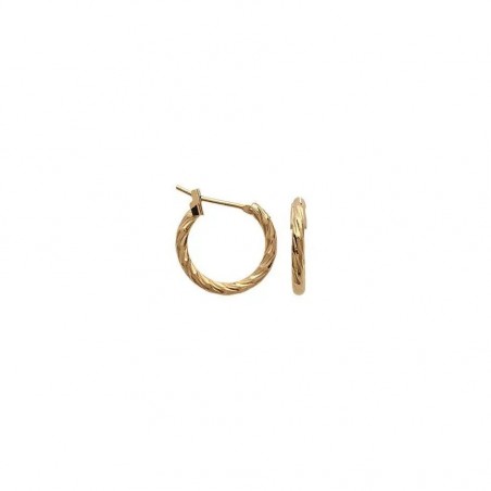 Créoles plaqué or femme, fil torsadé, petit diamètre 16 mm - Tchin