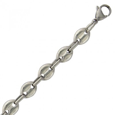 bracelet grains de café pour homme en acier inoxydable gris - Kabo