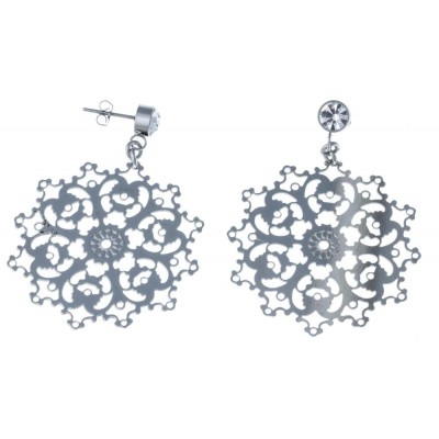 Boucles d'oreille pendantes pour femme en acier gris - Diva - Lyn&Or Bijoux
