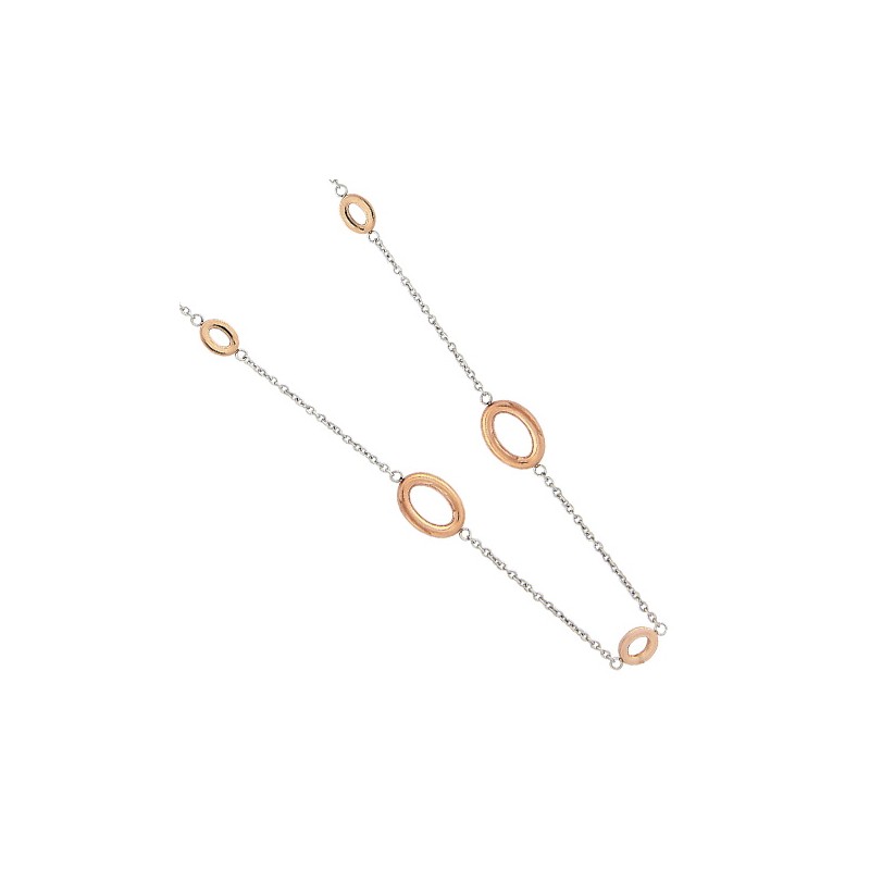 Collier sautoir bicolore en acier rose et gris inoxydable - Latina