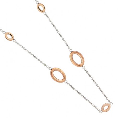 Collier sautoir bicolore en acier rose et gris inoxydable - Latina