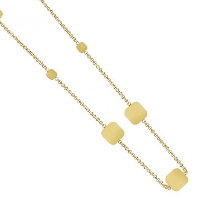 Collier 90 cm, sautoir pour femme en acier doré - Litchi