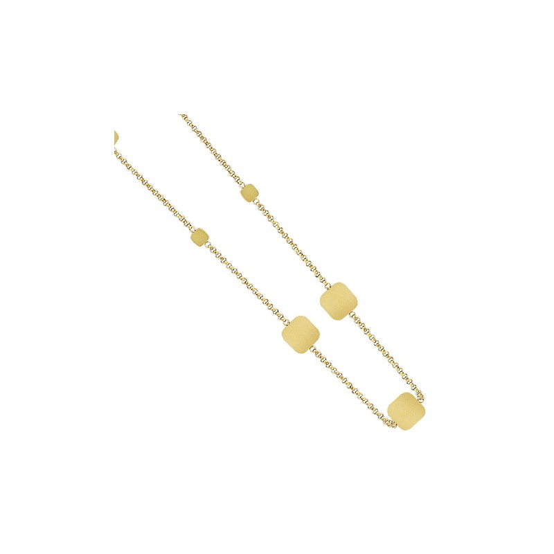 Collier 90 cm, sautoir pour femme en acier doré - Litchi