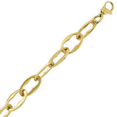 Collier oversize en acier doré, maille fantaisie - Etnina