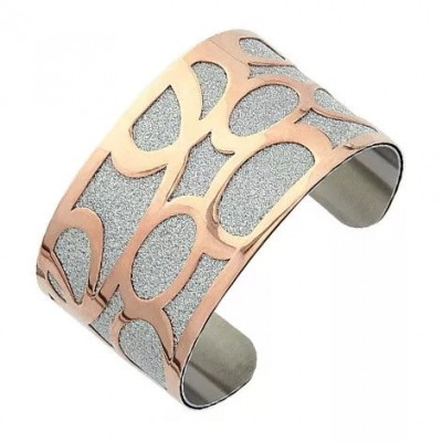 Bracelet manchette original et élégant en acier rose et gris granité - Efyna