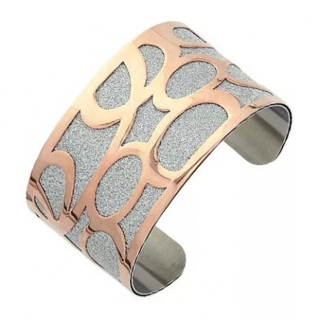 Bracelet manchette original et élégant en acier rose et gris granité - Efyna