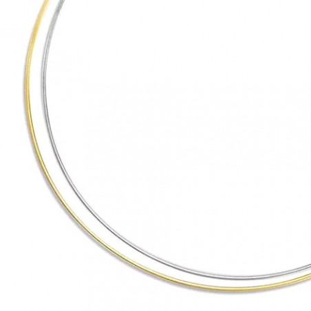 Collier câble réversible, Or 18 carats jaune et blanc 1 mm - Oméga