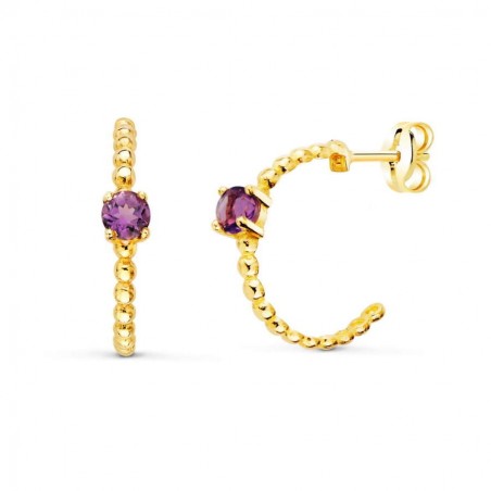 Créoles améthyste et or jaune 18 carats torsadé - Alyne