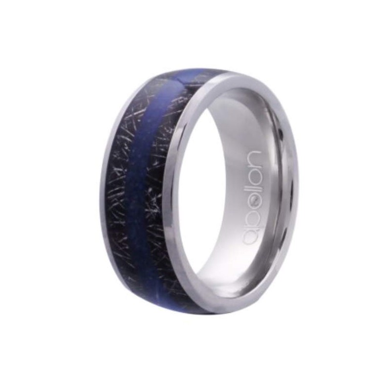 Bague homme, lapis-lazuli et météorite en acier - Météor