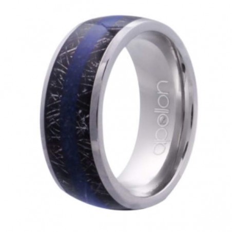 Bague homme, lapis-lazuli et météorite en acier - Météor